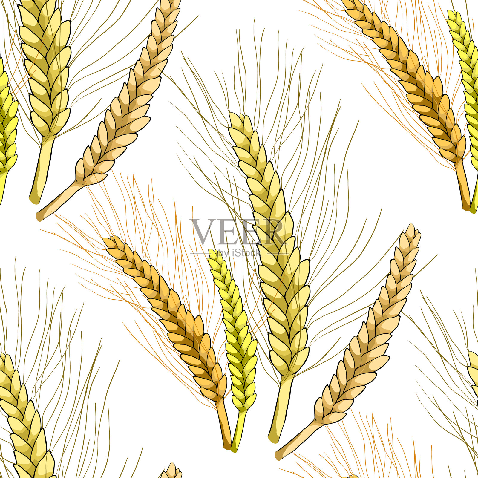无缝模式的小麦成熟紧密。矢量图